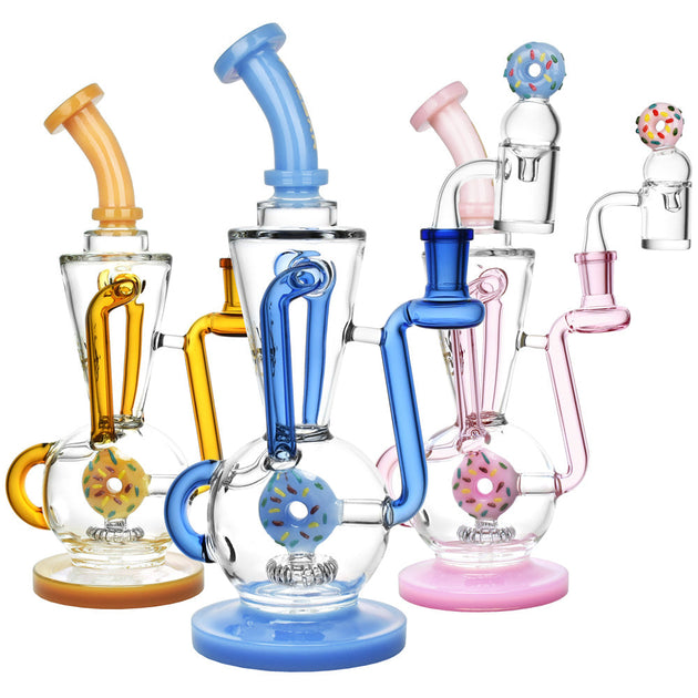 Glass Mini Rig Cluster Percolator with Curved Downstem