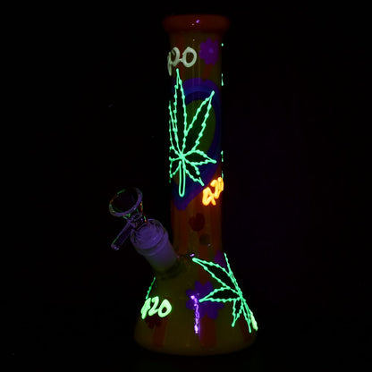 420 Leafy Sunburst Glow Beaker Bong | Glow In The Dark