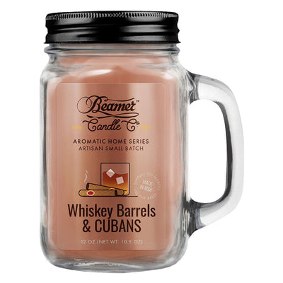 Beamer Candle Co. Mason Jar Candle | Whiskey Barrels & Cubans | Large