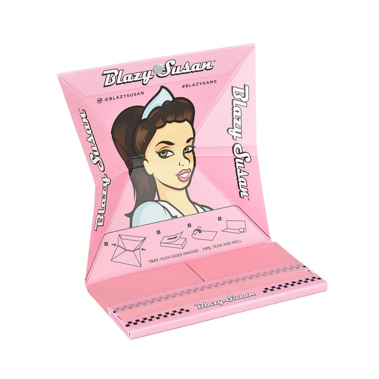 Blazy Susan Deluxe Rolling Kit | Pink | King Size Slim Booklet Built In Tray