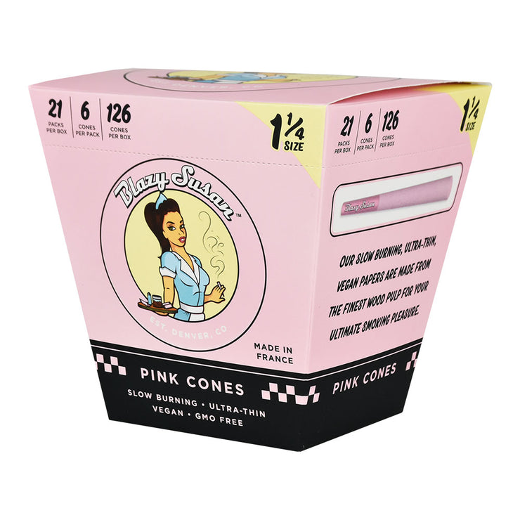 Blazy Susan Pre-Rolled Cones | Pink 21pc Bulk Box | 1 1/4 Size