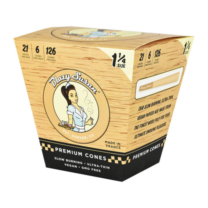 Blazy Susan Pre-Rolled Cones | Unbleached 21pc Bulk Box | 1 1/4 Size