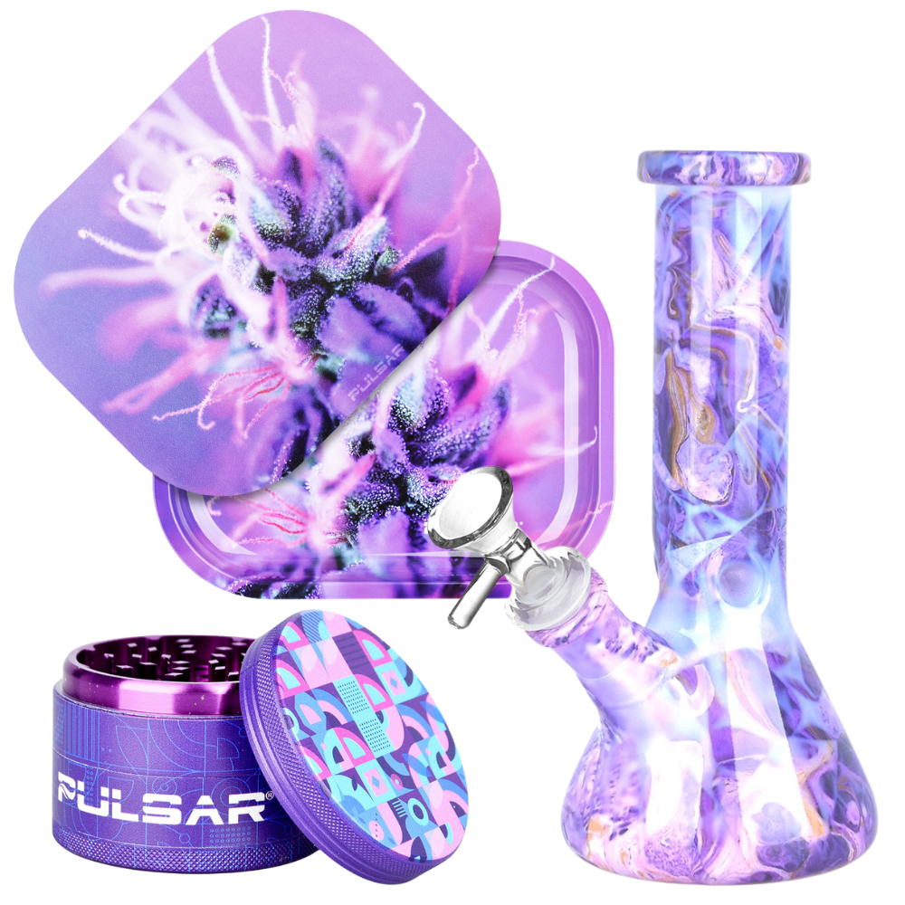Candy Floss Funk Bong, Grinder, & Rolling Tray Bundle