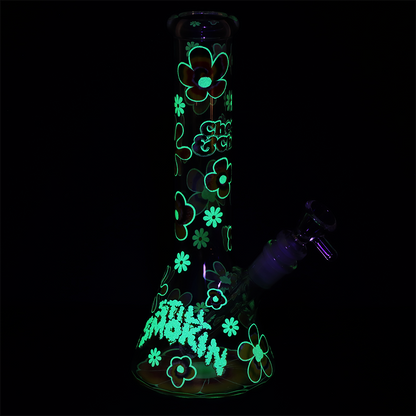 Cheech & Chong Glass Beaker Bong | Tie Dye Glow Dark View