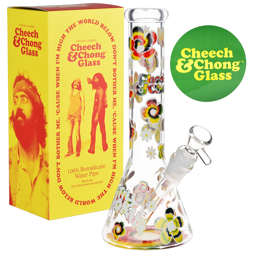 Cheech & Chong Glass Beaker Bong | Tie Dye Glow Set View