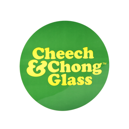 Cheech & Chong Glass Beaker Bong | Tie Dye Glow Sticker View