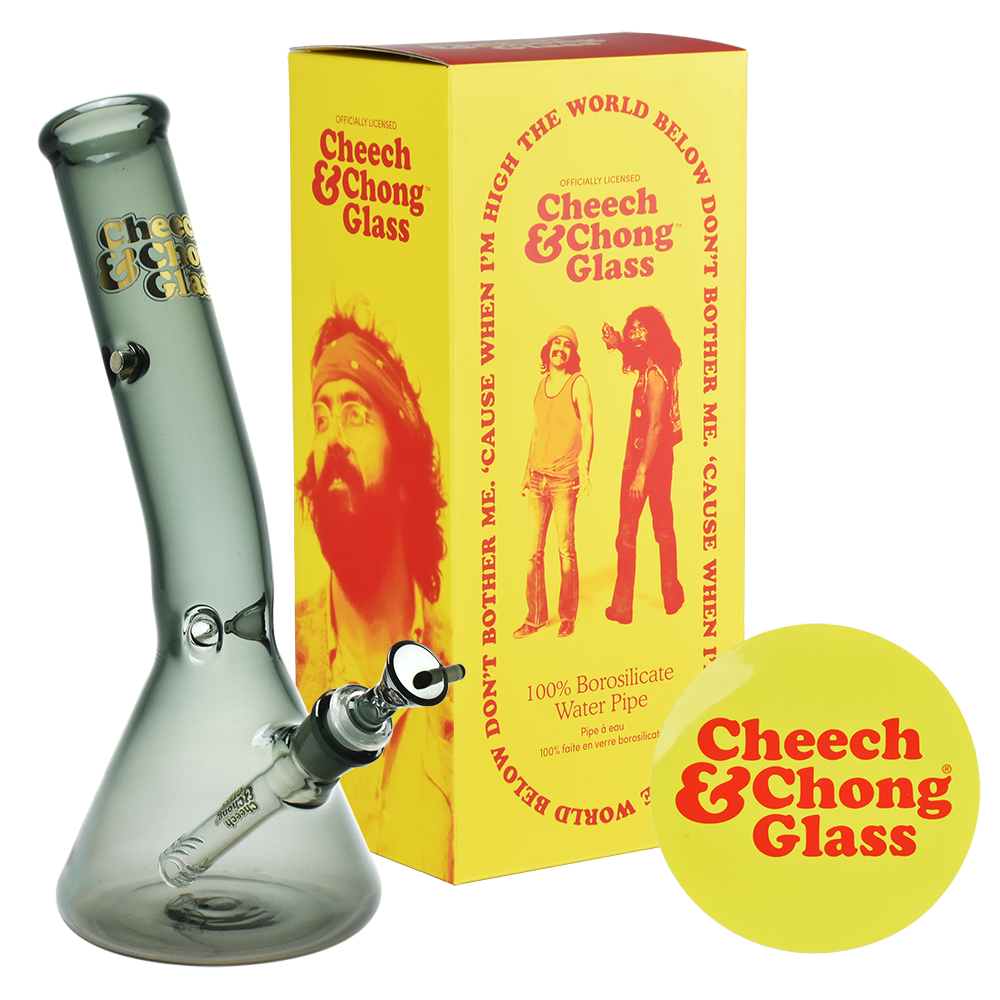 Cheech & Chong Glass Beaker Bong | Basketball Jones Chillax | Gray Set