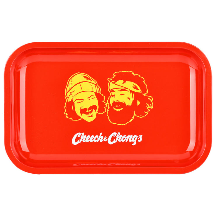 Cheech & Chong x Pulsar Metal Rolling Tray | Red Faces | Front View