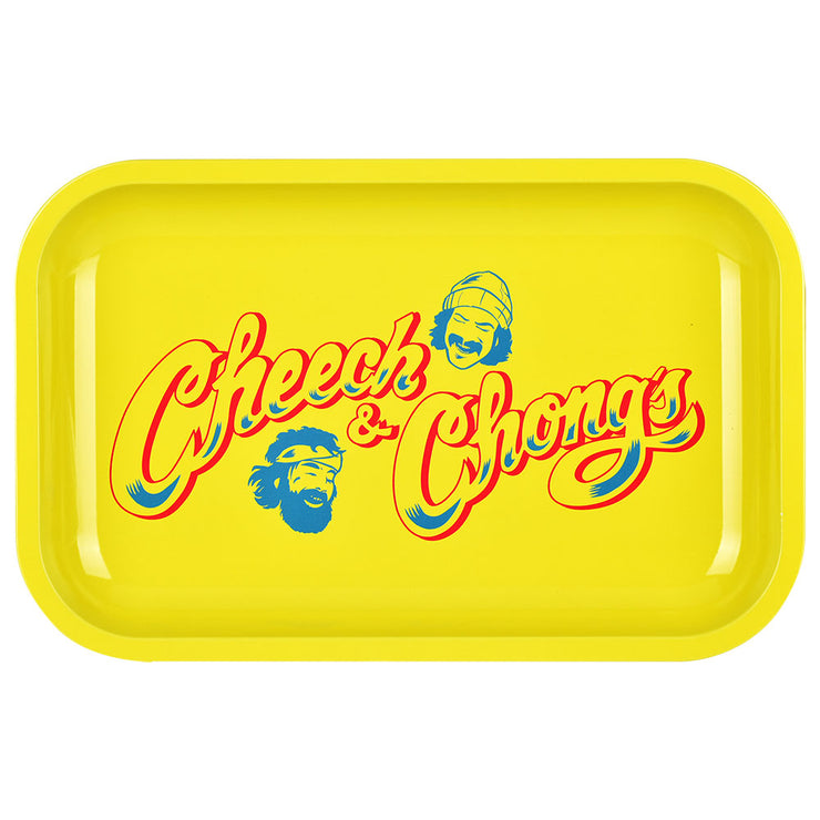 Cheech & Chong x Pulsar Metal Rolling Tray | Yellow Logo | Front View