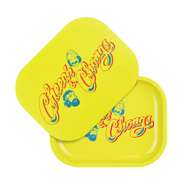 Cheech & Chong's™ x Pulsar Mini Metal Rolling Tray & Lid | Yellow Logo