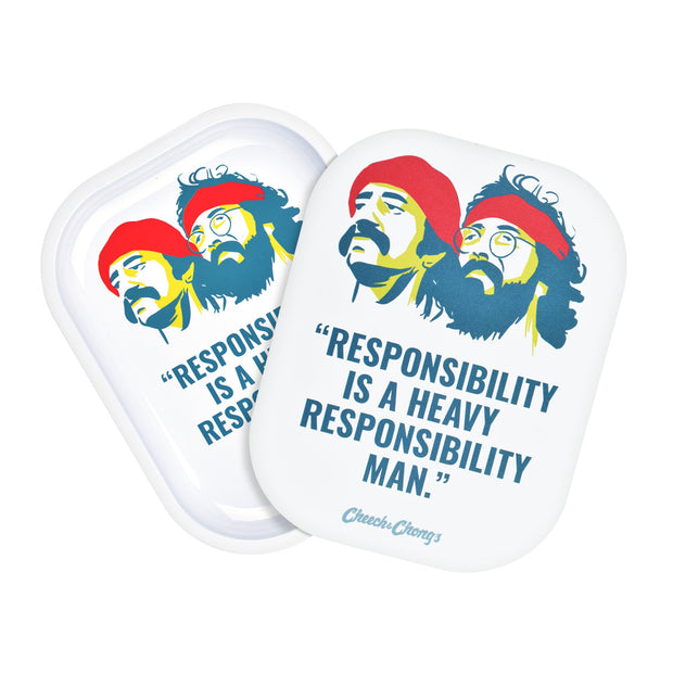 Cheech & Chong's™ x Pulsar Mini Metal Rolling Tray & Lid | Responsibility