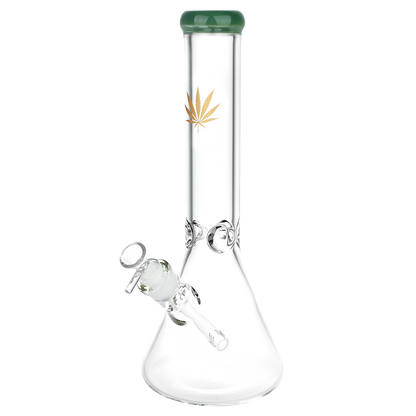 Classic Glass Gold Leaf Beaker Bong | Large | Green
