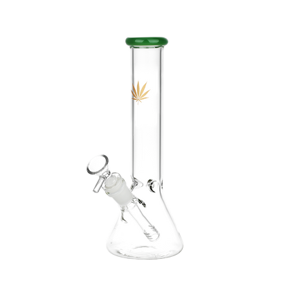 Classic Glass Gold Leaf Beaker Bong | Medium | Green
