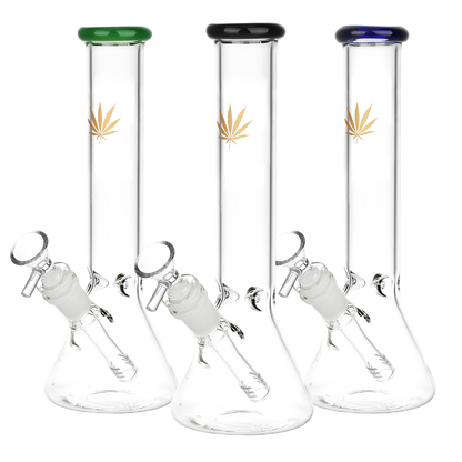 Classic Glass Gold Leaf Beaker Bong | Medium | Group