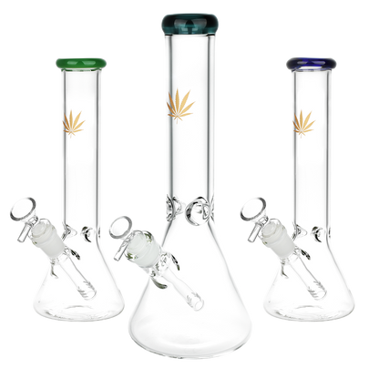 Classic Glass Gold Leaf Beaker Bong | All Sizes Group