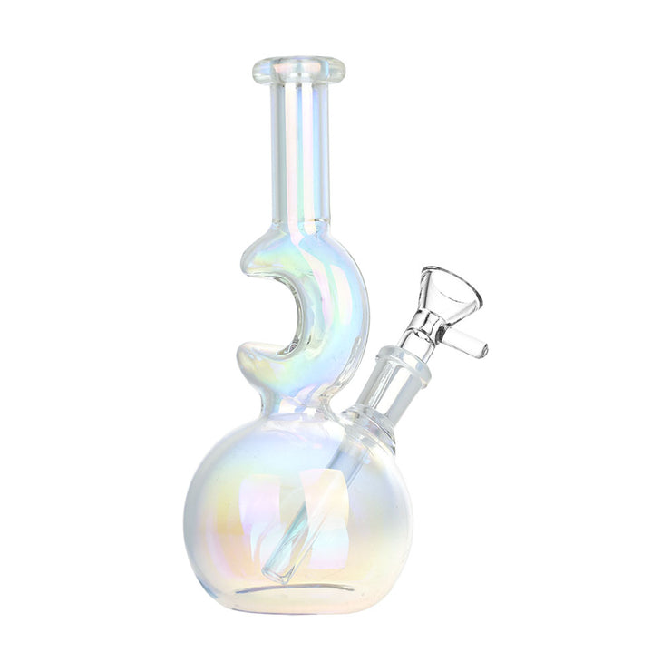 Crescent Moon Electroplated Bong | Pearl White