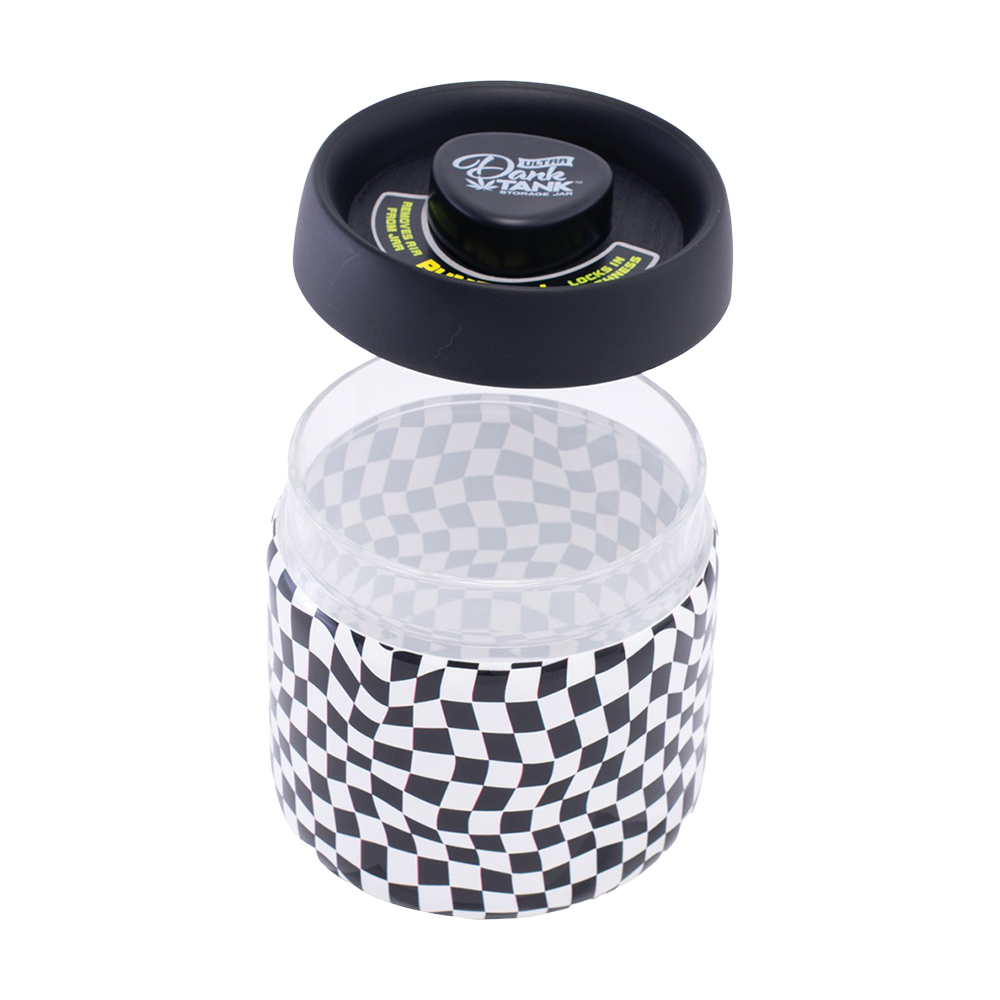 Dank Tank Vacuum Glass Jar | Checkerboard | Open View