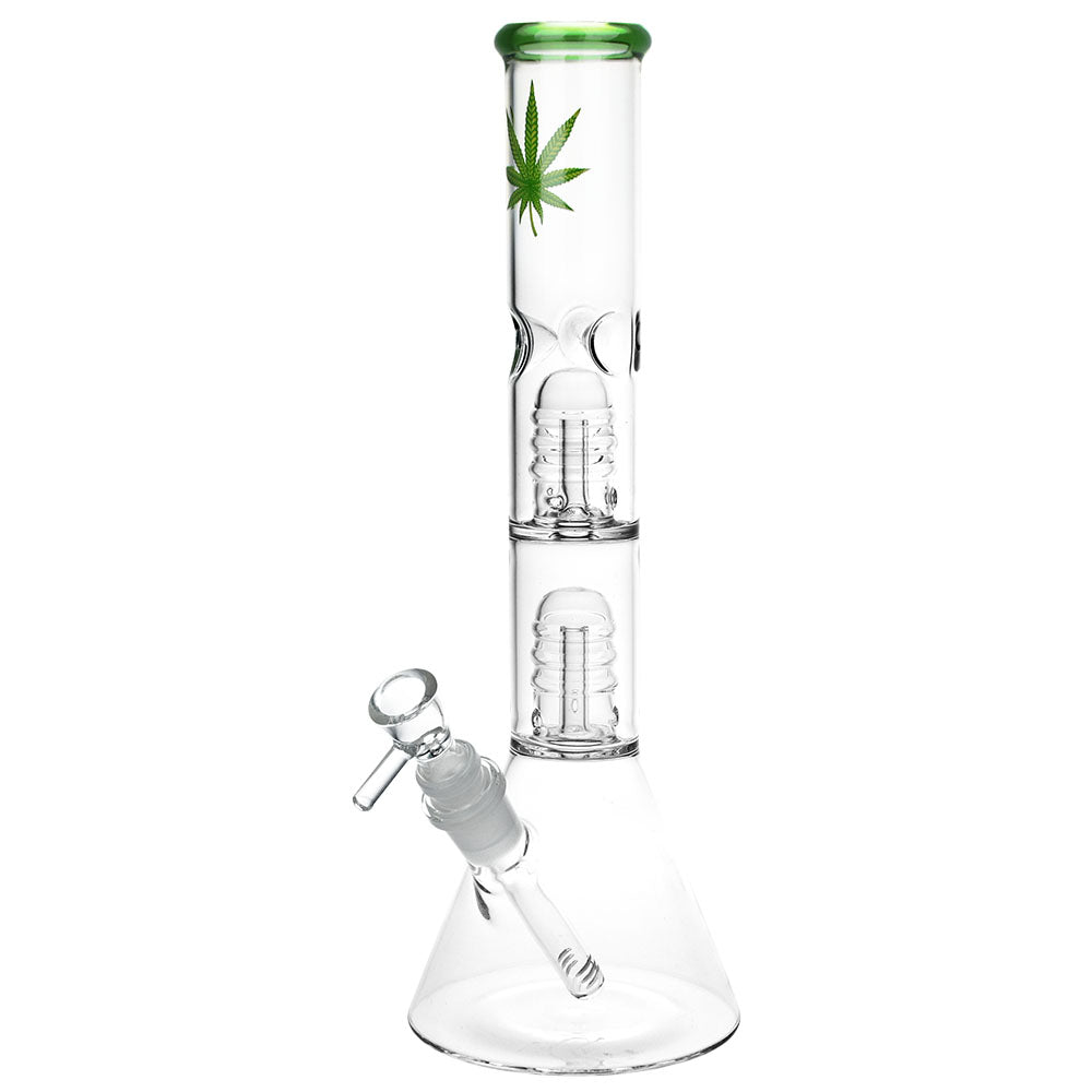 Double Stacked Hemp Leaf Beaker Bong | Green
