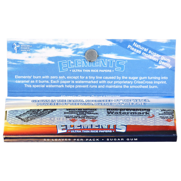 Elements Ultra Thin Rice Rolling Papers | 1 1/4 Size | Booklet Inside View