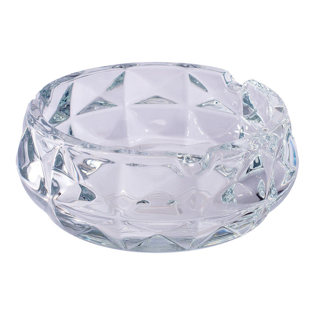 Exquisite Faceted Glass Ashtray | Clear | Side View