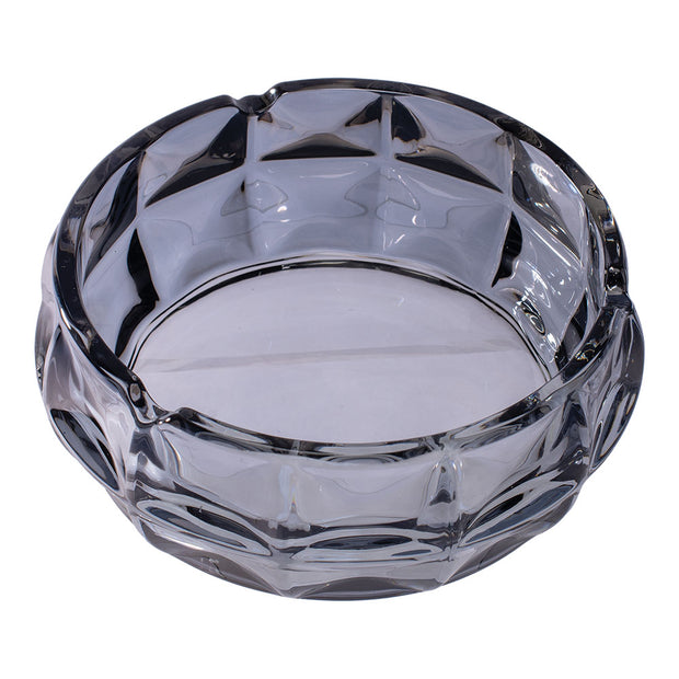Exquisite Faceted Glass Ashtray | Gray | Top View