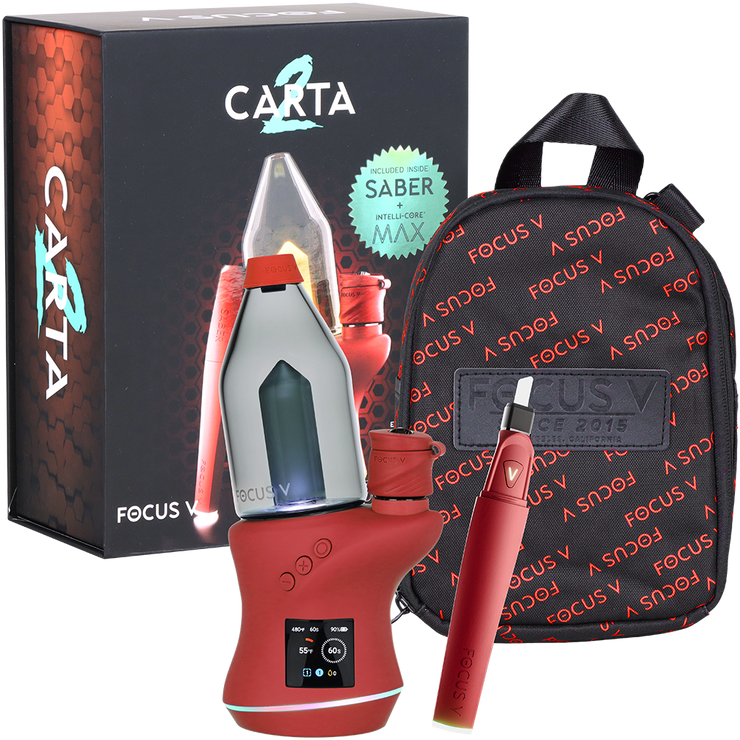 Focus V Carta 2 MAX Electric Dab Rig & Saber Hot Knife Bundle | Bordeaux