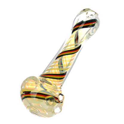 Fumed Rasta Swirl Spoon Pipe | Side View