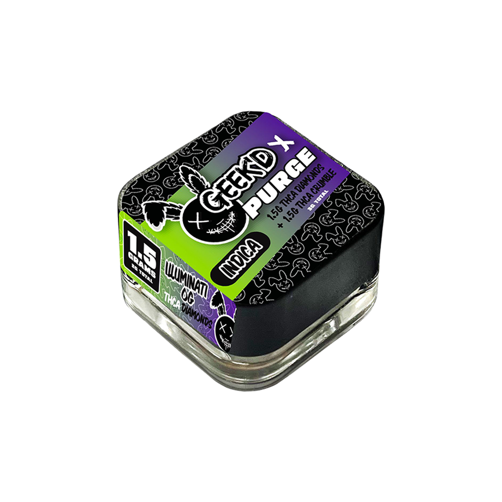 GEEK'D x PURGE THCA Diamonds & Crumble | Illuminati OG & Strawberry Cheesecake | 3 Gram Jar