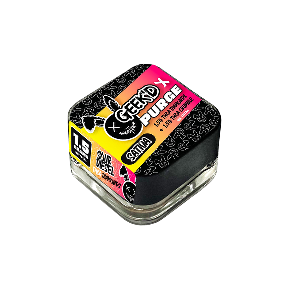 GEEK'D x PURGE THCA Diamonds & Crumble | Sour Diesel & Maui Wowie | 3 Gram Jar