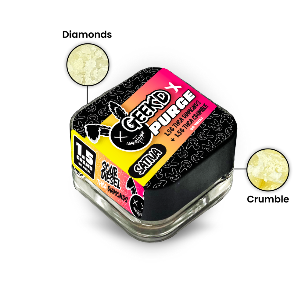 GEEK'D x PURGE THCA Diamonds & Crumble | Sour Diesel & Maui Wowie