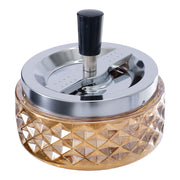 Gem-Cut Glass Spinning Ashtray | Amber | Top View