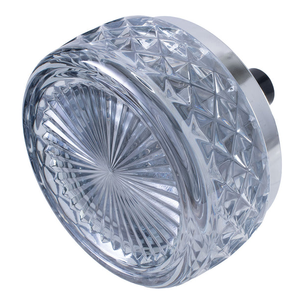 Gem-Cut Glass Spinning Ashtray | Clear Blue | Bottom View