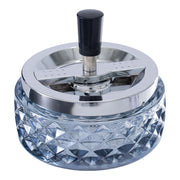 Gem-Cut Glass Spinning Ashtray | Clear Blue | Top View