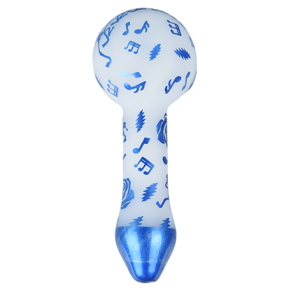 Grateful Dead x Pulsar Etched Spoon Pipe | Blue Sky Dancing Skellies | Bottom View