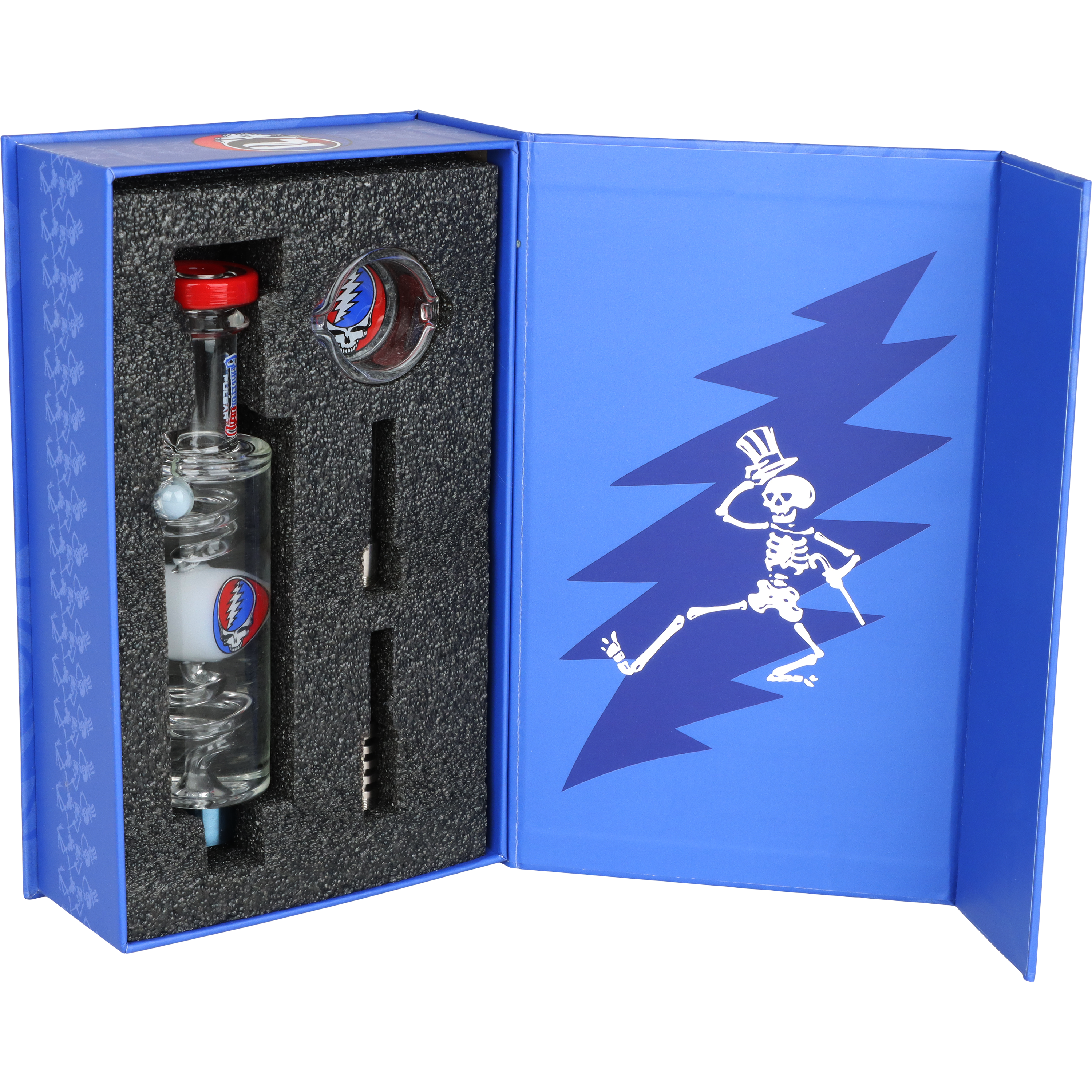 Grateful Dead x Pulsar Glycerin Dab Straw & Dab Dish | Stealie | Packaging Open View