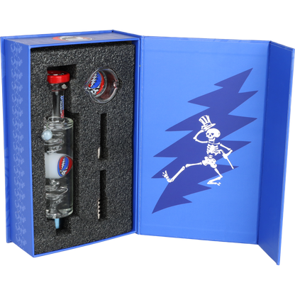 Grateful Dead x Pulsar Glycerin Dab Straw & Dab Dish | Stealie | Packaging Open View