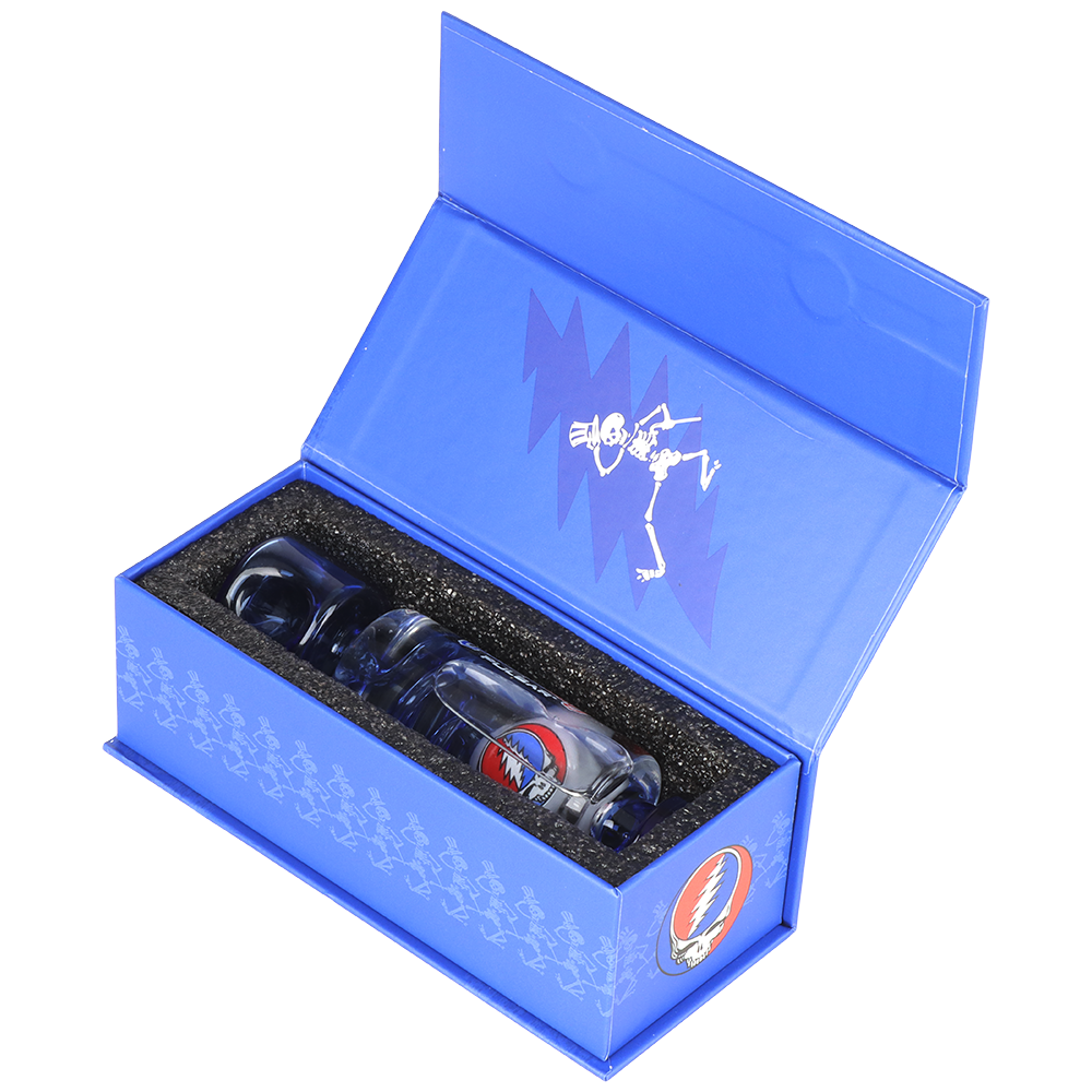 Grateful Dead x Pulsar Glycerin Spiral Hand Pipe | Gift Box Packaging | Open View