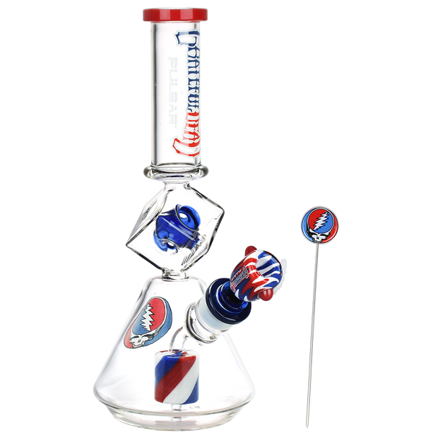 Grateful Dead x Pulsar Inception Cube Beaker Bong Set | Front View
