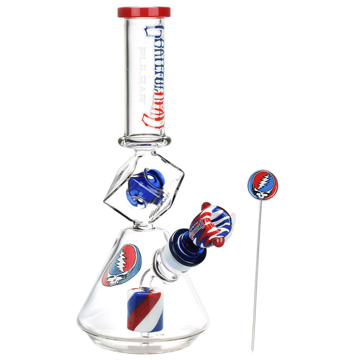 Grateful Dead x Pulsar Inception Cube Beaker Bong Set | Front View