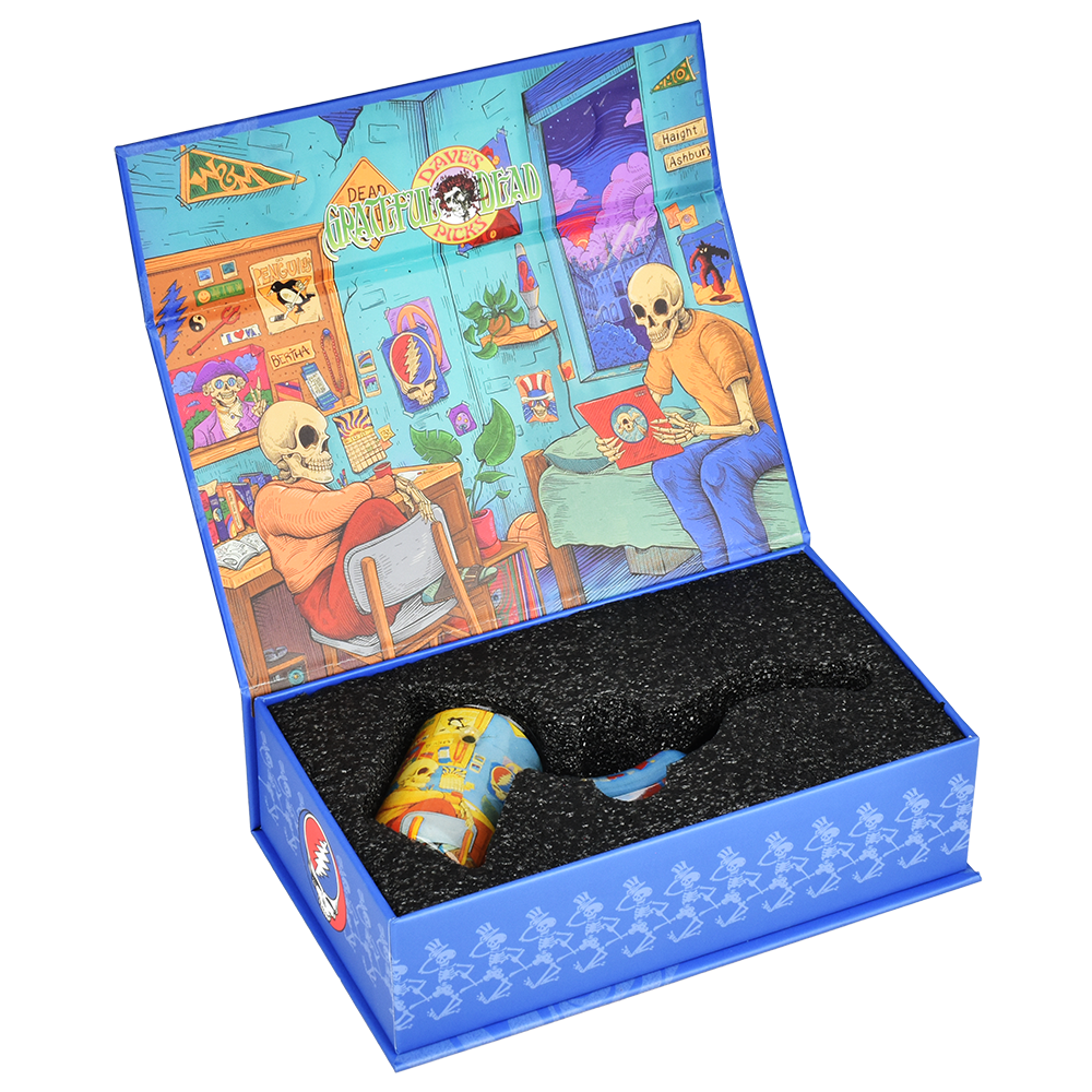 Grateful Dead x Pulsar Inside Print Sherlock Pipe | Deadhead Dorm | Packaging Open View