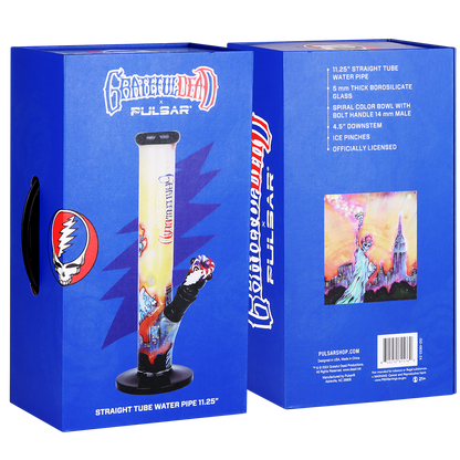 Grateful Dead x Pulsar Inside Print Straight Tube Bong | Freedom's Torch | Gift Box Packaging