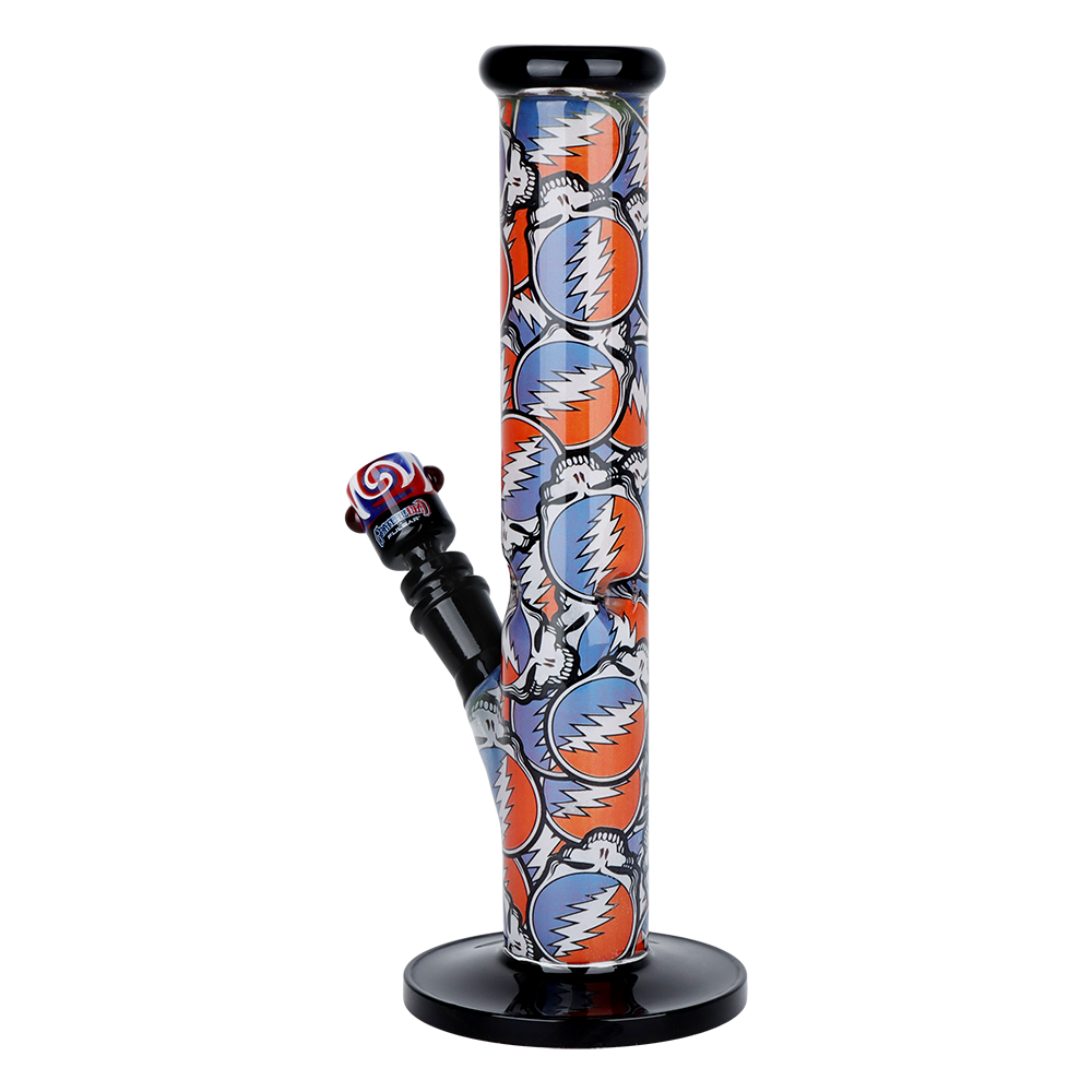 Grateful Dead x Pulsar Inside Print Straight Tube Bong | Stealie Collage | Back View