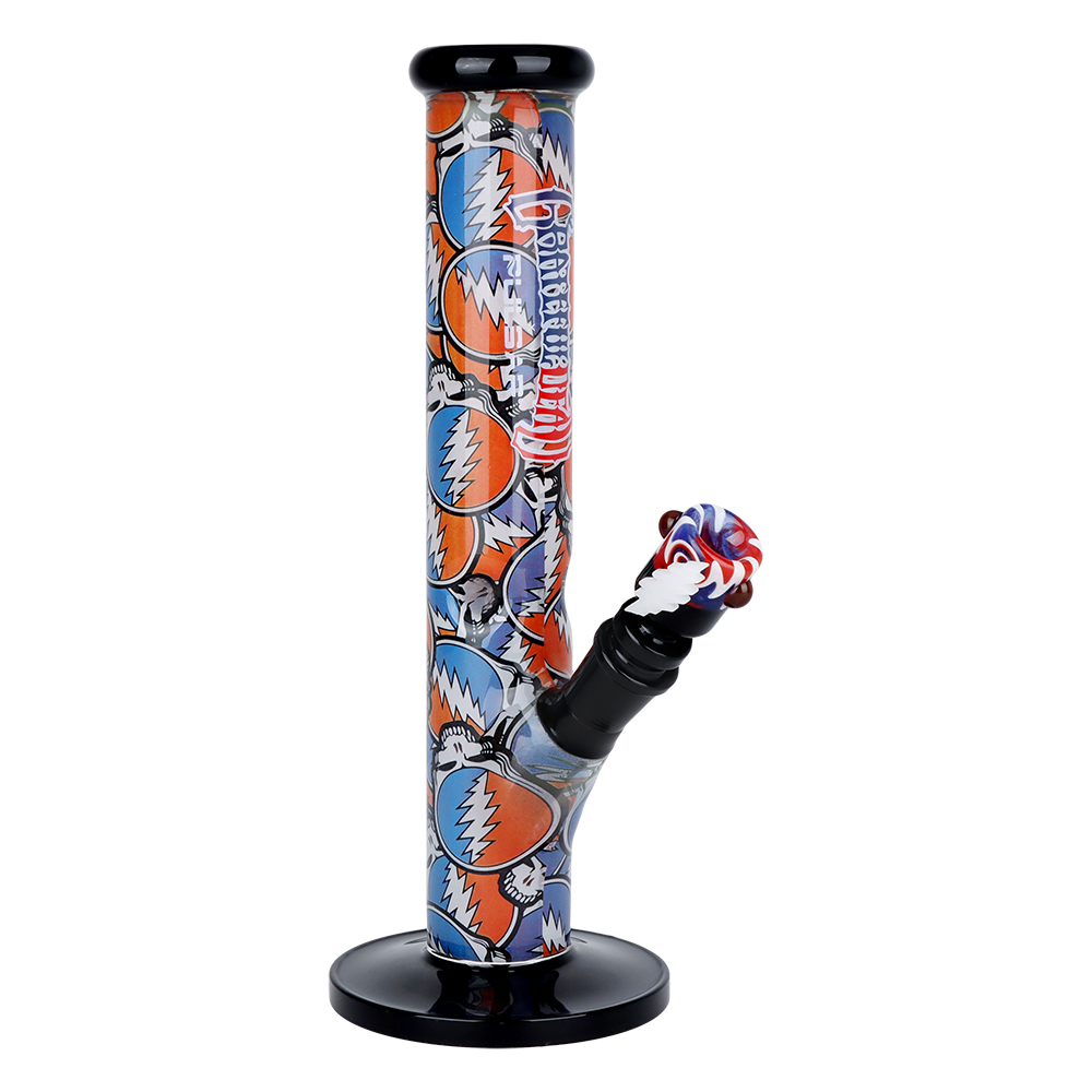 Grateful Dead x Pulsar Inside Print Straight Tube Bong | Stealie Collage | Front View
