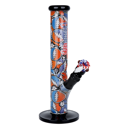 Grateful Dead x Pulsar Inside Print Straight Tube Bong | Stealie Collage | Front View