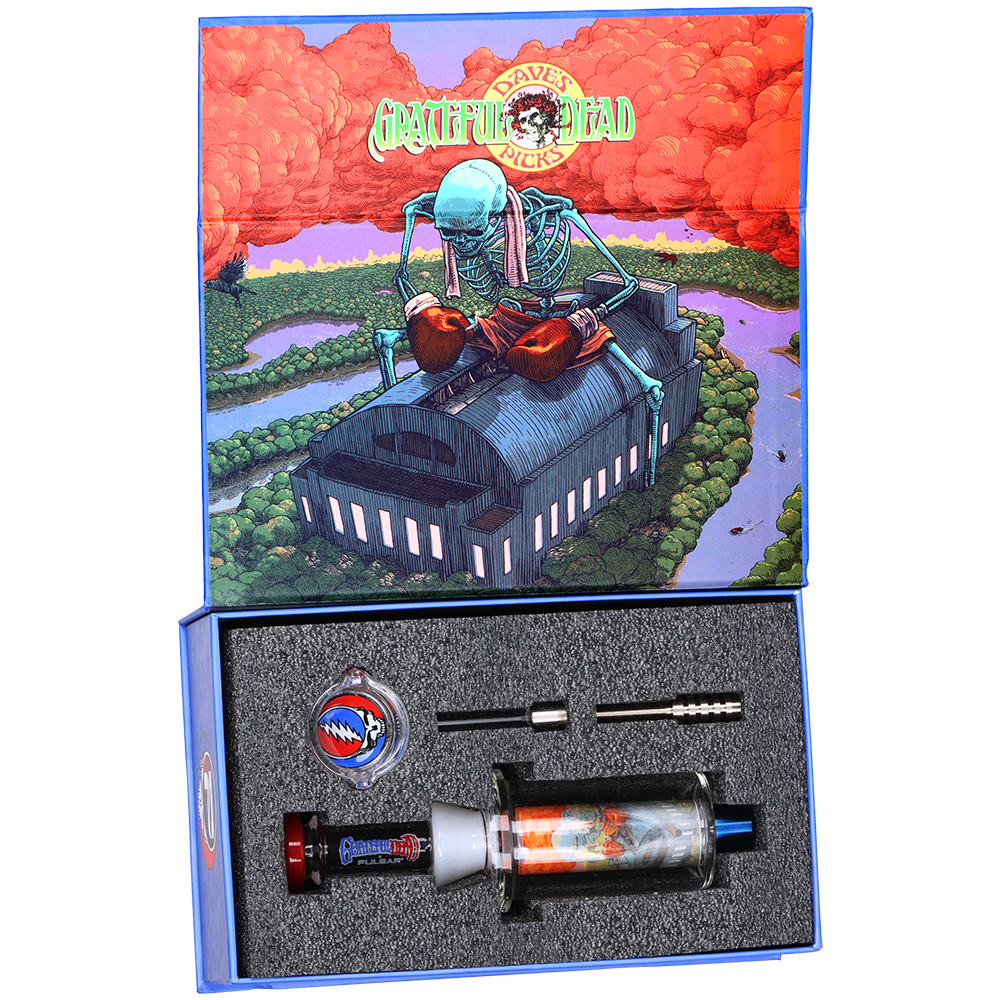 Grateful Dead x Pulsar Inside Print Vapor Vessel & Dab Dish | Boxer | Packaging Open View