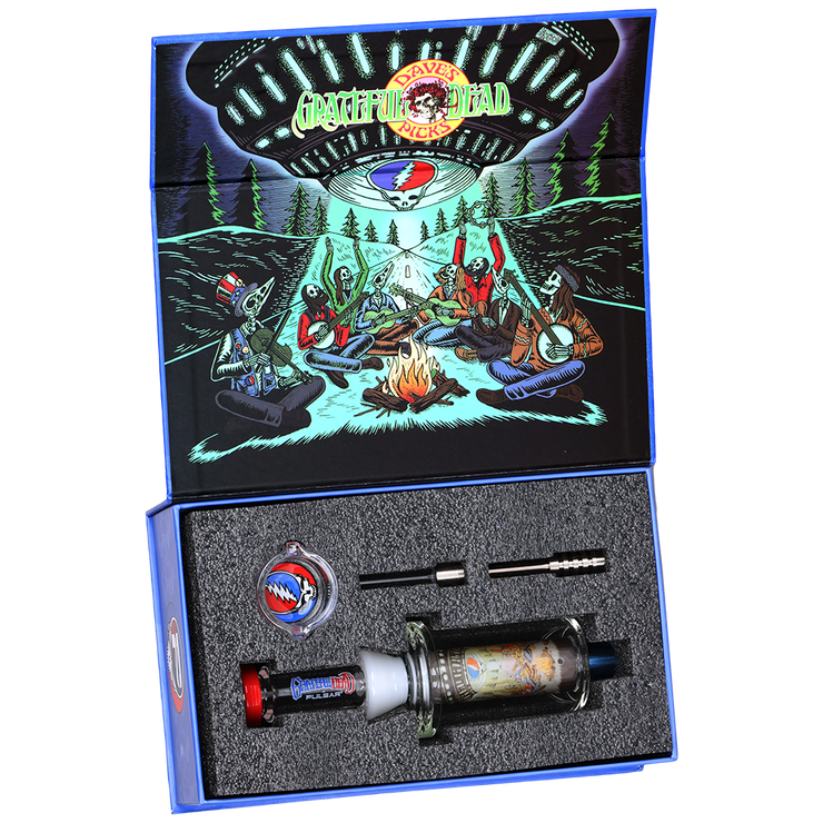 Grateful Dead x Pulsar Inside Print Vapor Vessel & Dab Dish | UFO Jam | Packaging Open View