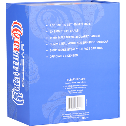 Grateful Dead x Pulsar Lightning Bell Dab Rig Set | Gift Box Packaging | Back