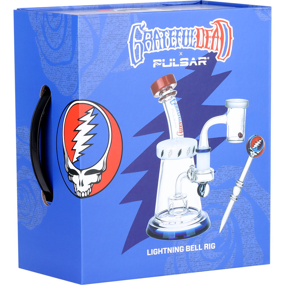 Grateful Dead x Pulsar Lightning Bell Dab Rig Set | Gift Box Packaging | Front View