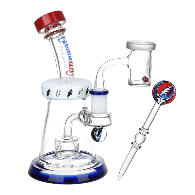 Grateful Dead x Pulsar Lightning Bell Dab Rig Set | Front View