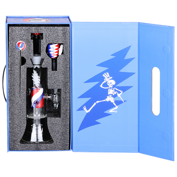 Grateful Dead x Pulsar Lightning Bolt Bong Set | Gift Box Packaging | Open View